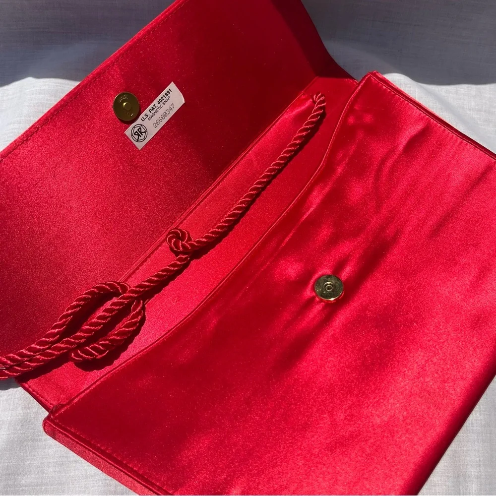 Elegant Red Satin Clutch with Bow - Picture 6 of 7